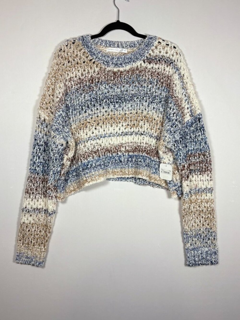 NWT Altar'd State Baez Cropped Boucle Knit Pointelle Sweater Womens Size XXL
